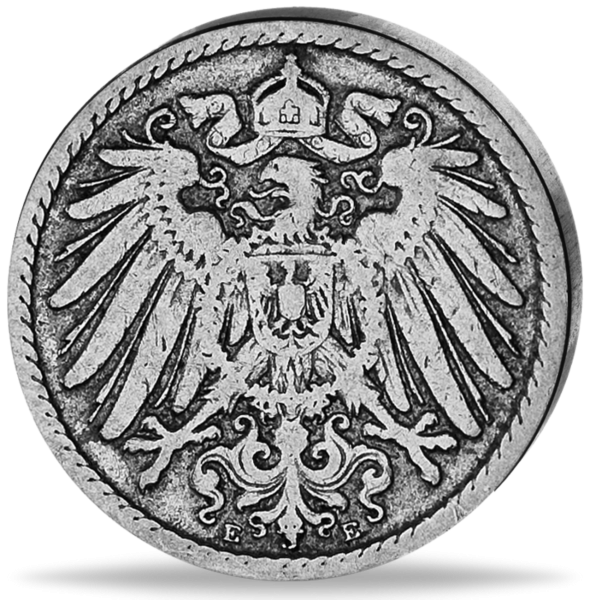 Deutsches Kaiserreich 5 Pfennig 1890 1915 großer Adler Jäger 12