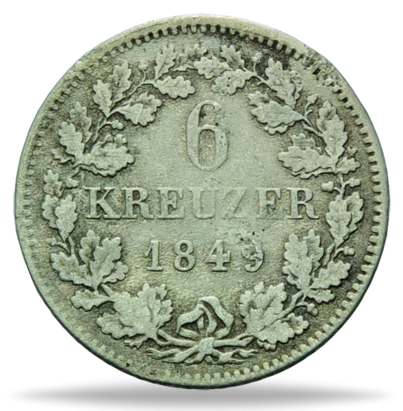 Königreich Bayern, 6 Kreuzer 1839-1856 Münze Vorderseite