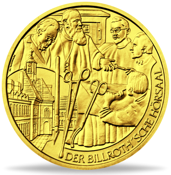 Österreich, 50 Euro Theodor Billrotz, 2009, Gold, PP - Münze Vorderseite