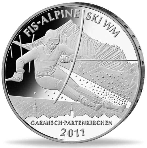 10 Euro Alpine Ski WM - Münze Vorderseite