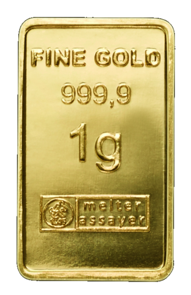 1 Gramm Goldtafel Heimerle und Meule - Goldbarren Vorderseite