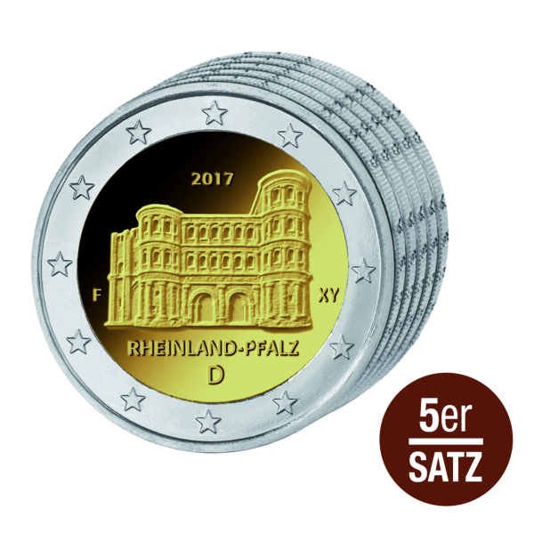 5x 2 Euro-Satz „Porta Nigra Trier“ - Stempelglanz - Satzbild