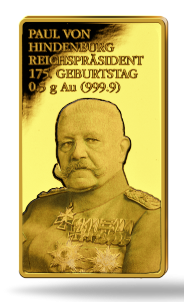 Gold-Gedenkbarren Paul von Hindenburg - Vorderseite