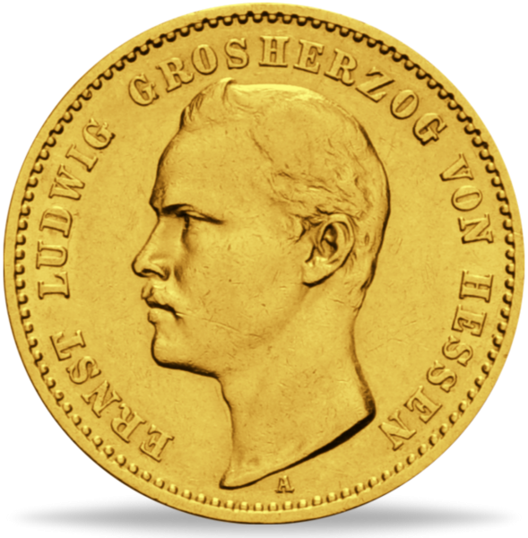 Hessen 10 Mark „Großherzog Ernst Ludwig“ 1893 - Gold - Münze Vorderseite