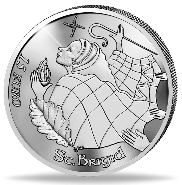 Irland, 15 Euro Heilige Birgit, 2024 Silber, PP - Münze Vorderseite