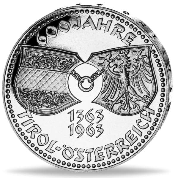 50 Schilling 600 Jahre Tirol, 1963 - Silber Münze Vorderseite