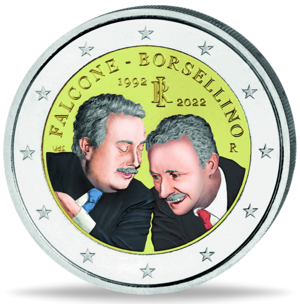 2 Euro Falcone Borsellino Farbe - Vorderseite Münze