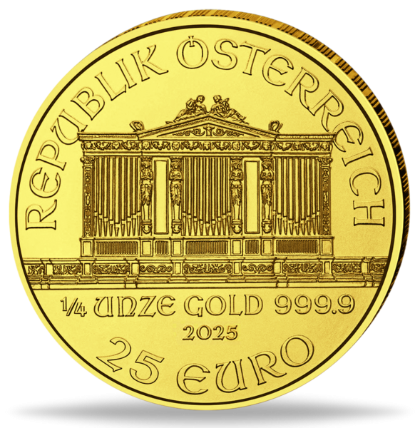 25 Euro Philharmoniker 1/4 Unze Gold - Münze Vorderseite