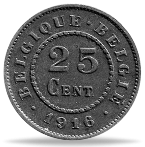 Königreich Belgien 25 Cent 1916 Stempelglanz - Münze Vorderseite