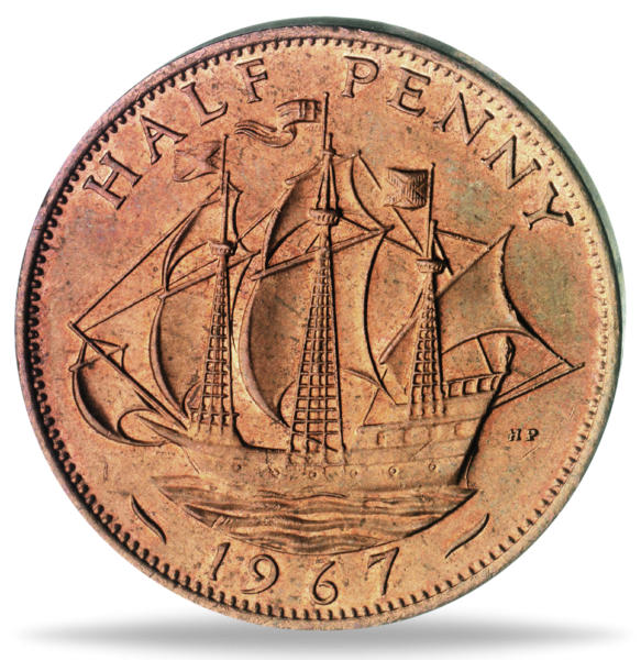 1/2 Penny Golden Hind - Münze Vorderseite