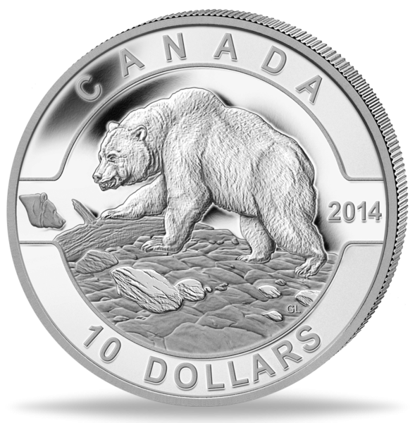 10 Dollar Grizzlybär O Canada - Münze Vorderseite