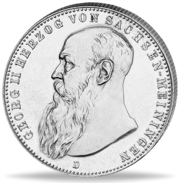 2 Mark „Herzog Georg II.“ Erstabschlag 1902 - Silber - Münze Vorderseite