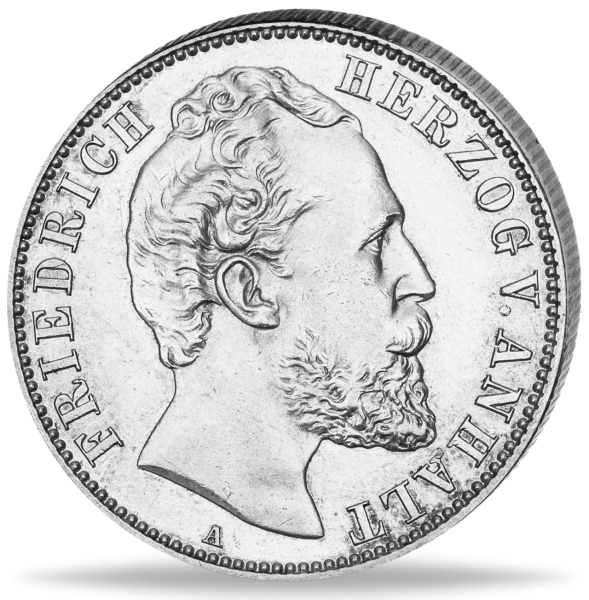 Herzogtum Anhalt, 2 Mark „Friedrich I.“ 1876 - Münze Vorderseite