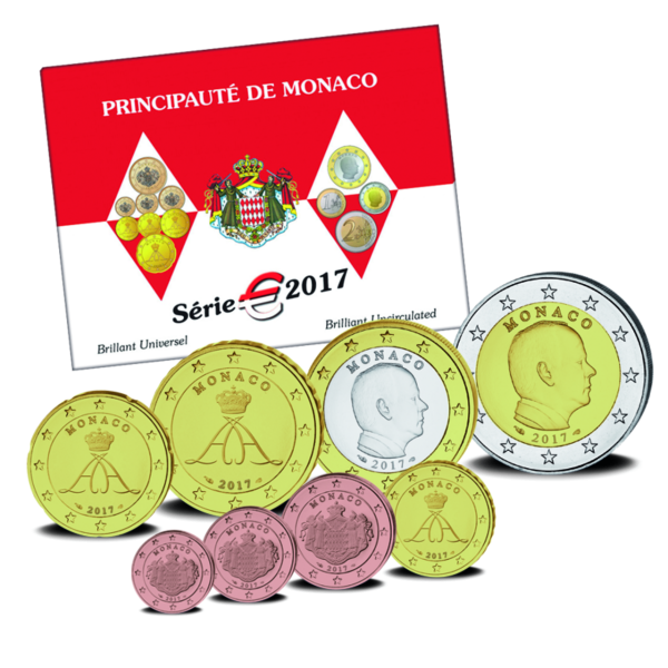 3,88 Euro-Kursmünzensatz „Monaco - 2017“ - Blister Vorderseite & Satz