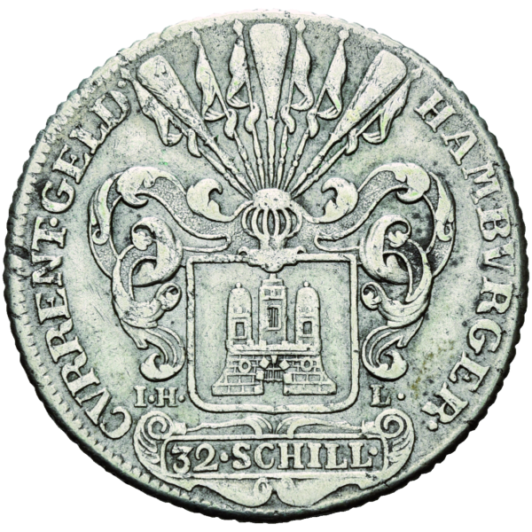 32 Schilling Hamburg 1754 bis 1761 - Münze Vorderseite