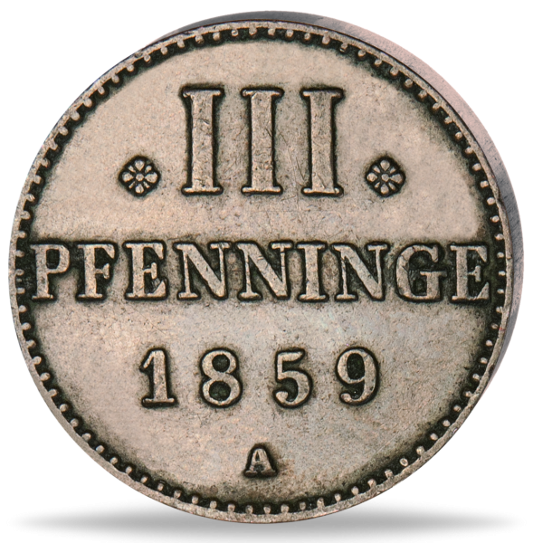 3 Pfennig Großherzog Georg - Münze Vorderseite