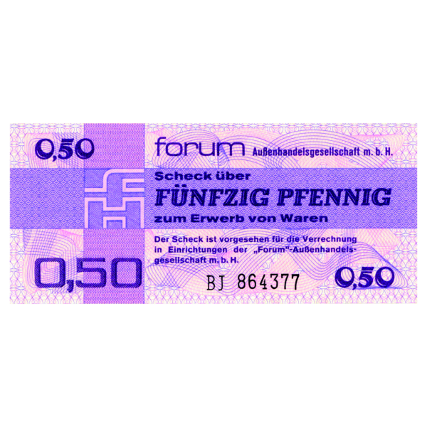 50 Pfennig Forumschecks Außenhandelsgesellschaft der DDR - Vorderseite