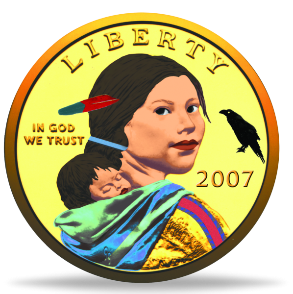 1 US-$ „Sacagawea - Crow“ - Münze Vorderseite