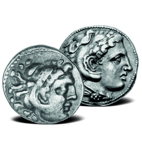 Drachme + Tetradrachme Alexander der Große - Satzbild