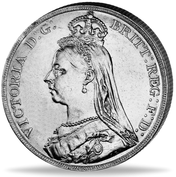 Großbritannien, 1 Crown 1887-1892, Königin Victoria mit Krone Münze Vorderseite