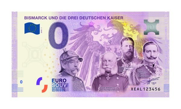 Euro Banknote Bismarck und die drei Deutschen Kaiser