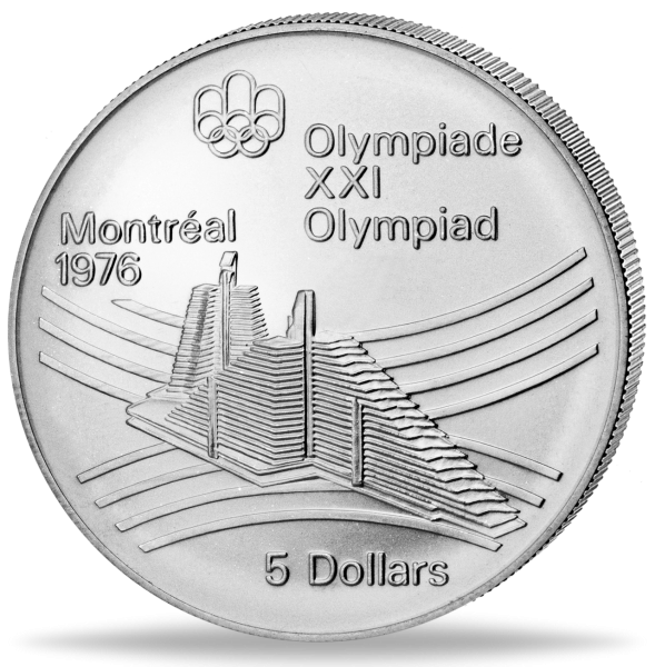 Kanada, 5 Dollar Olympisches Dorf – Montreal 1976, Silber - Münze Vorderseite