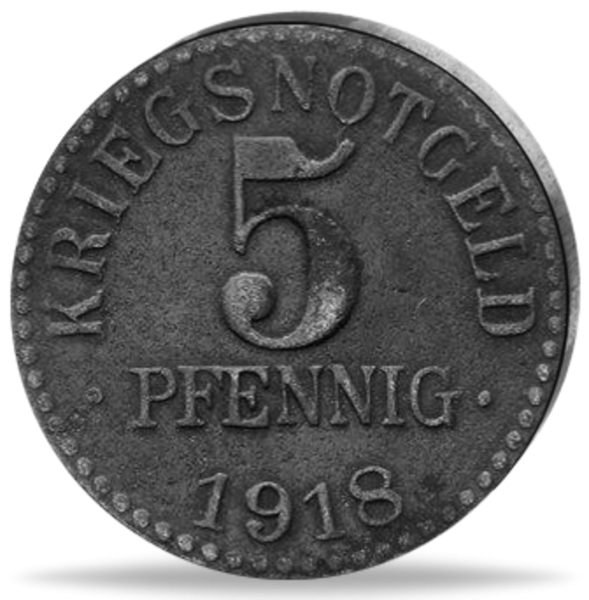 Braunschweig 5 Pfennig „Sachsenross, Eisen“ 1918 Notgeld - Münze Vorderseite