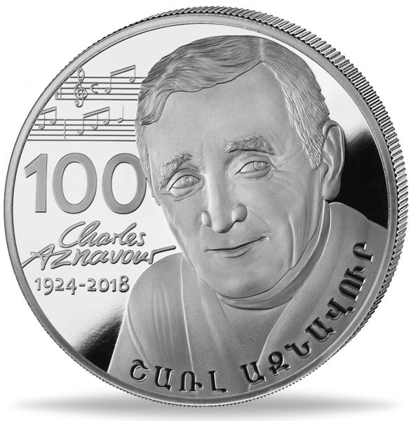 Armenien 500 Dram Charles Aznavour 1 Unze Silber 2024 - Münze Vorderseite