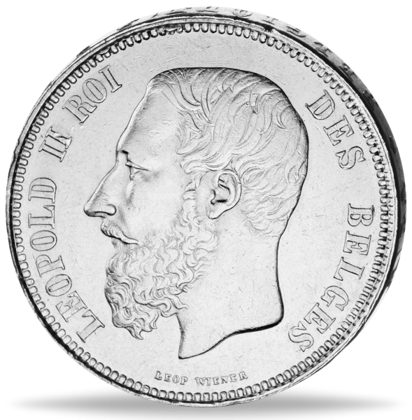 5 Belgische Francs Leopold II - Vorderseite Münze