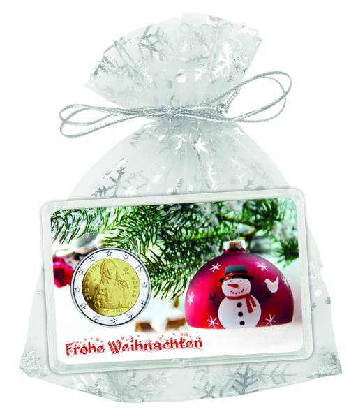 Frohe_Weihnachten Coincard auf Geschenkbeutel