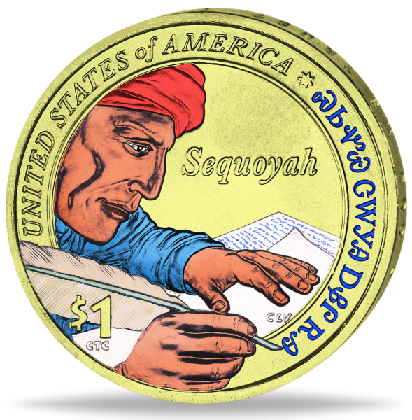 1 US Dollar Sacagawea - Sequoyah 2017 - Münze Vorderseite