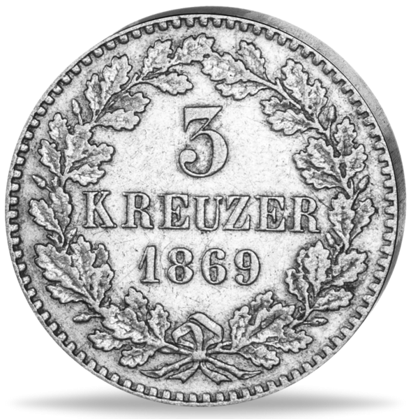 3 Kreuzer Großherzog Friedrich I. - Münze Vorderseite