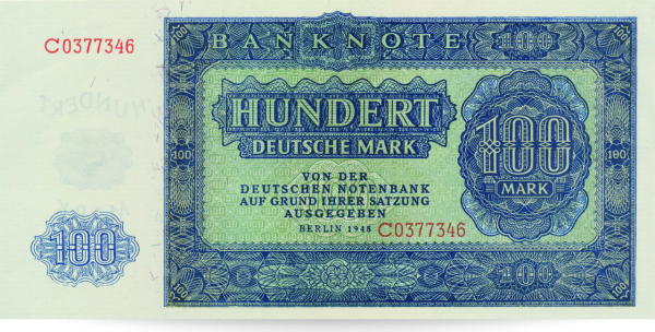 Banknote DDR 100 Mark 1948 Plattenfehler - Vorderseite