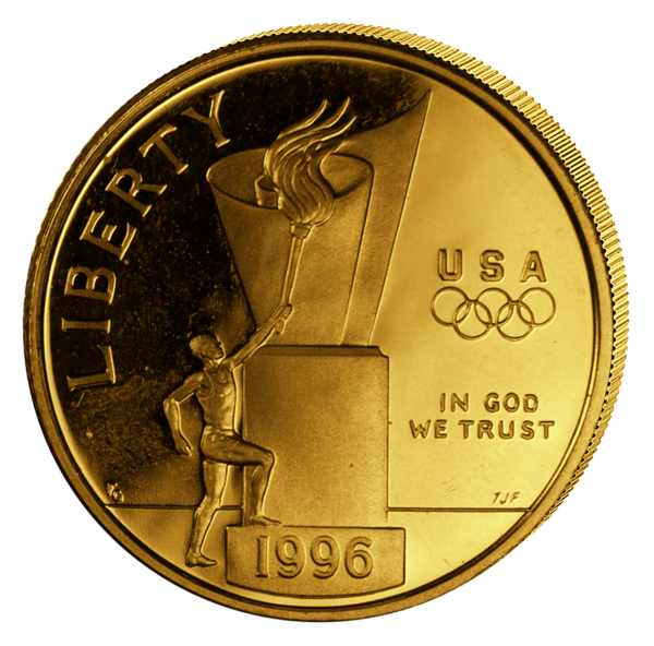 USA, 5 Dollar Entzündung der Flamme 1996, Gold PP - Münze Vorderseite