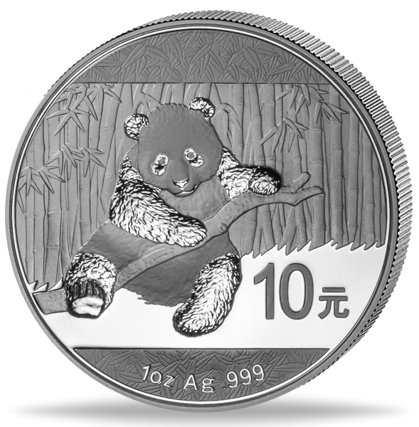 10 Yuan „Panda - 2014“ (1 Unze Silber) - Münze Vorderseite