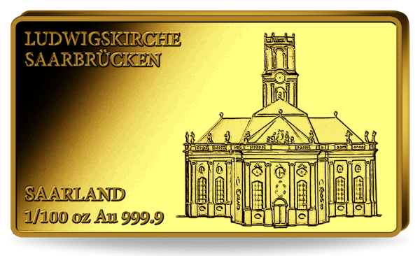 1/100 Unze Ludwigskirche Saarbrücken- Vorderseite Barren