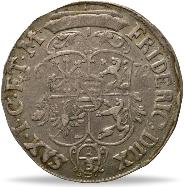 Sachsen-Neu-Gotha, 2/3 Taler 1679, Herzog Friedrich I. Münze Vorderseite