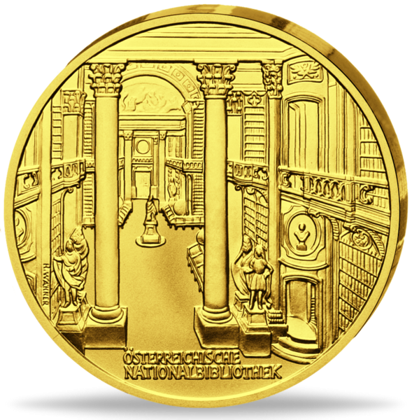 1.000 Schilling Österreichische Nationalbibliothek, Gold - Münze Vorderseite