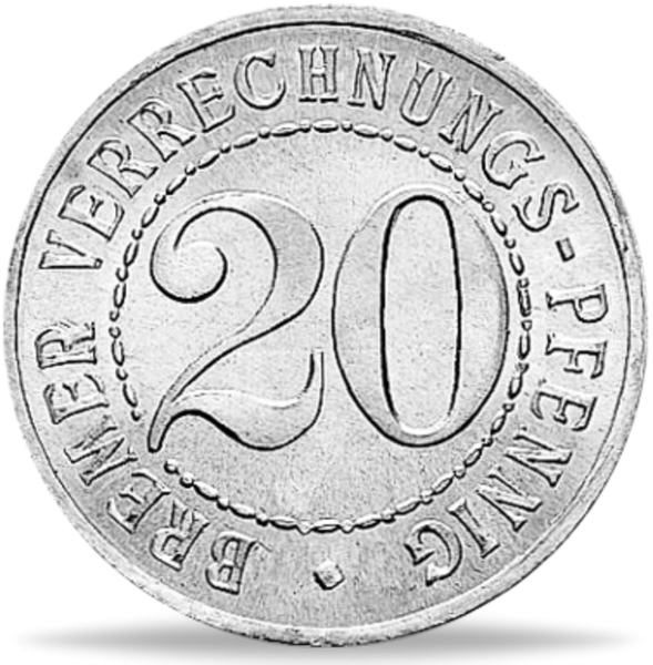 Bremen 20 Verrechnungspfennig., Aluminium - Münze Vorderseite