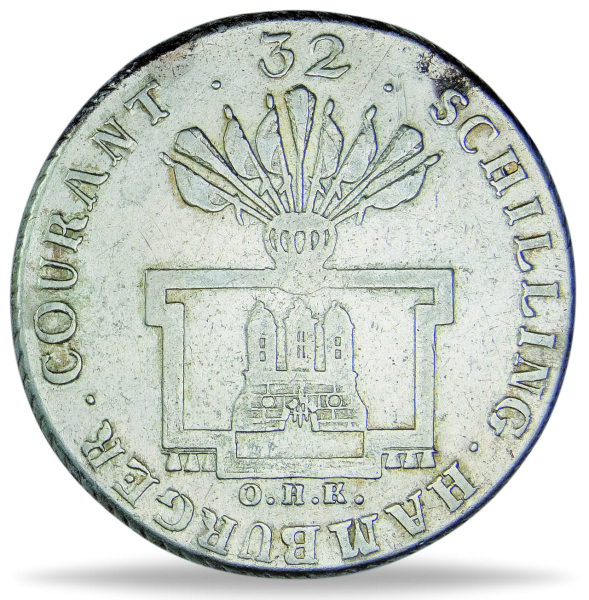 Freie und Hansestadt Hamburg, 32 Schilling 1794-1797 – Silber -Münze Vorderseite