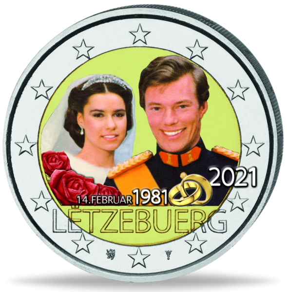 2 Euro Hochzeit Luxemburg - Münze Voderseite