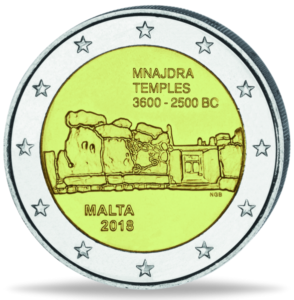 2 Euro Münze „Tempel von Mnajdra“ Vorderseite