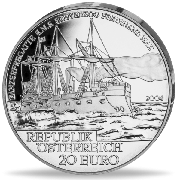 Österreich, 20 Euro „S.M.S. Erzherzog Ferd.Max, 2004,PP - Münze Vorderseite