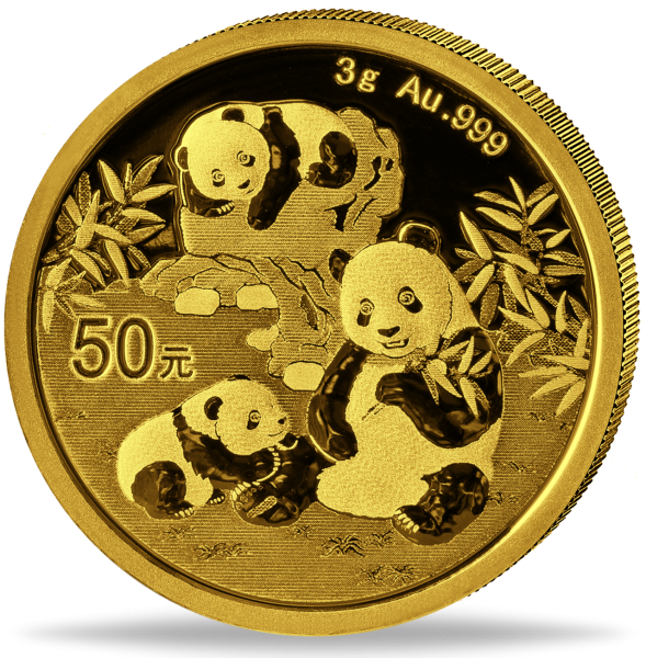 China 50 Yuan Panda 3 g Gold 2025 - Münze Vorderseite