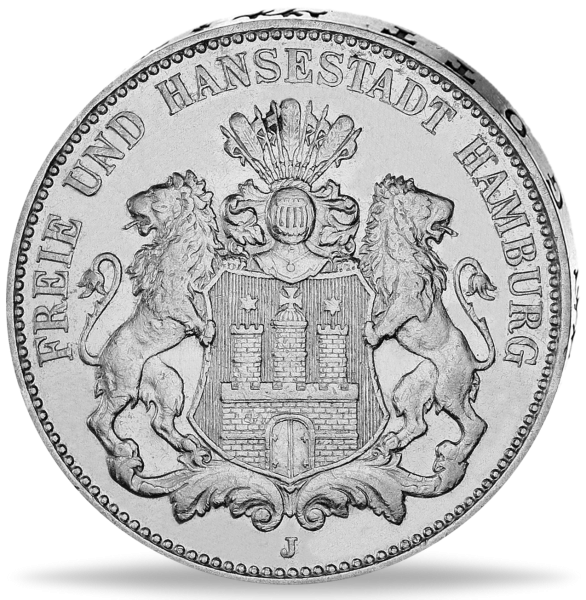 5 Mark 1888, Hamburger Stadtwappen - Vorderseite Münze