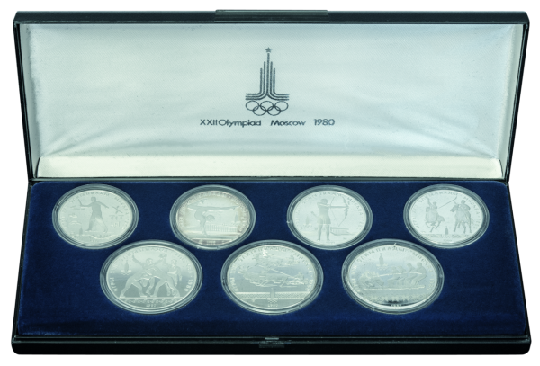 UDSSR, Olympiade Moskau, Serie 5, 1980 - Silber Kassette