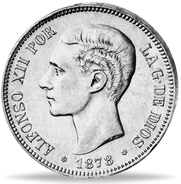 5 Pesetas Alfonso XII 1878 - Vorderseite Münze