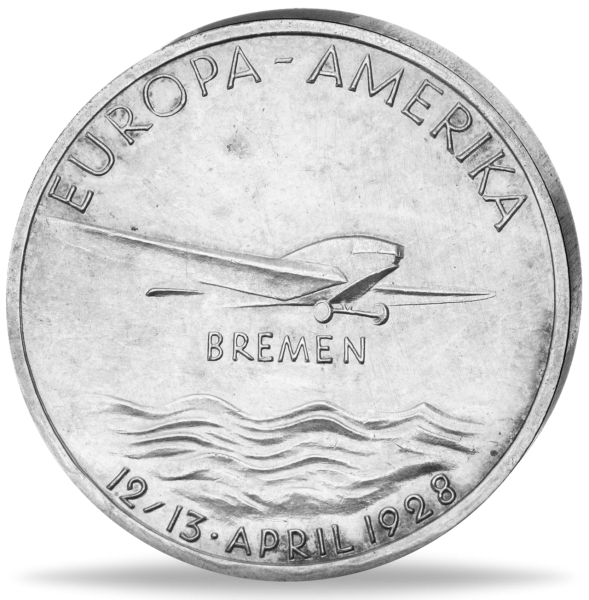 1. Ost-West-Ozeanflug der Bremen 1928 - Silber-Gedenkprägung - Vorderseite