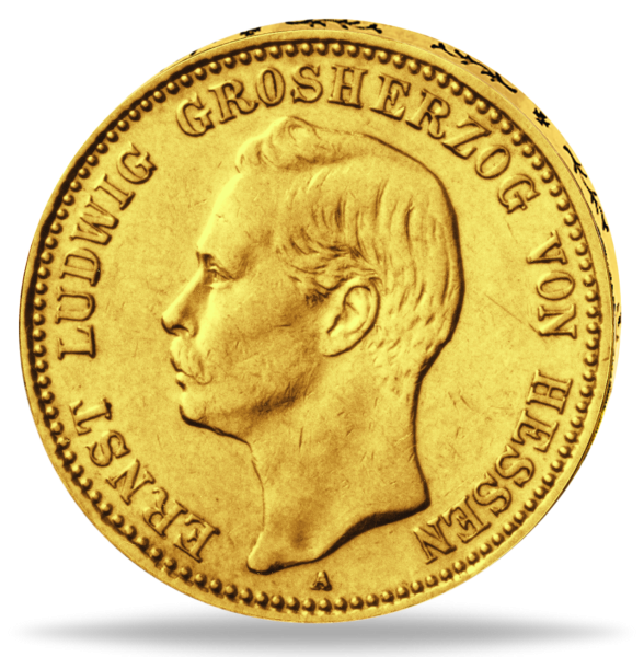 10 Mark 1896-1898, Großherzog Ernst Ludwig J.224 - Gold - Münze Vorderseite