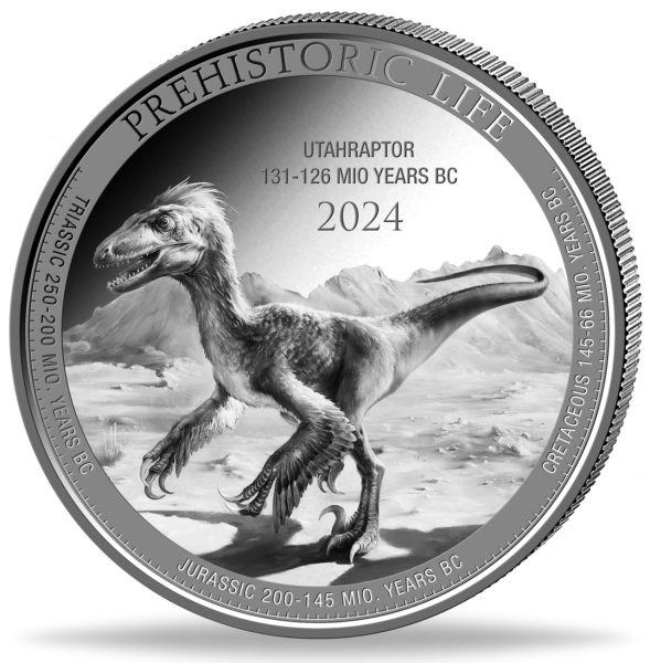 Kongo 20 Fr. Utahraptor Prehistoric Life II. 2024 - Münze Vorderseite